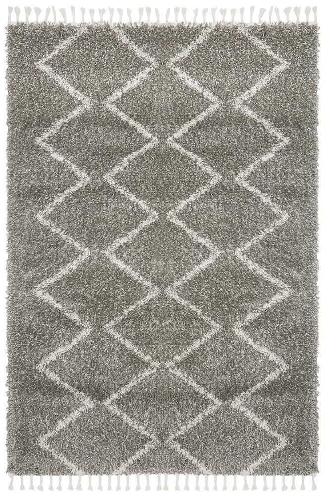 Beni Ourain Inspired Berber Tantan Grey Shag Rug