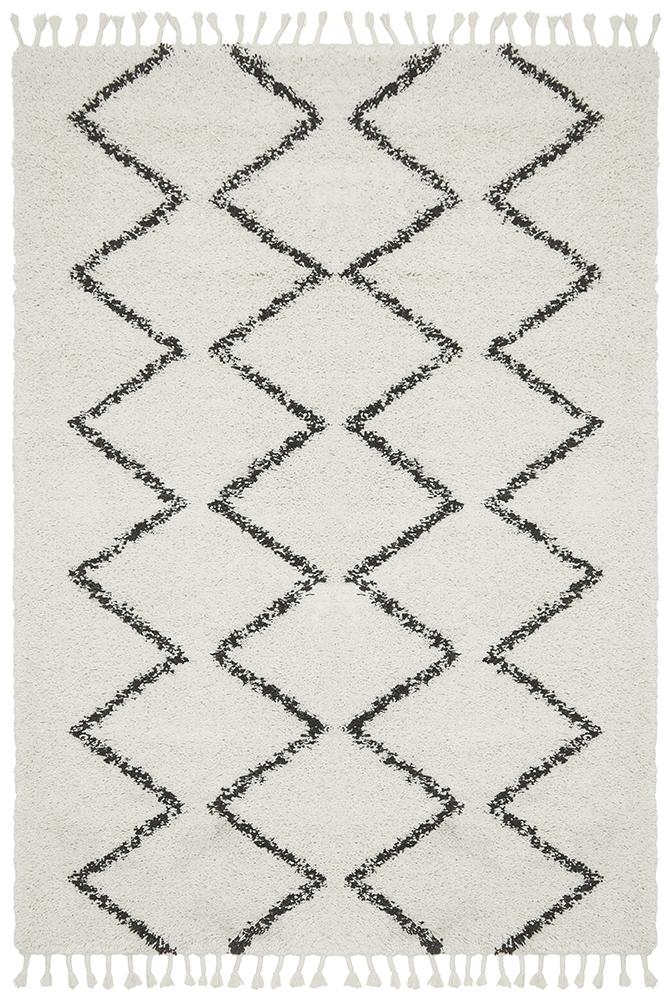 Beni Ourain Inspired Berber Tantan Cream White Shag Rug