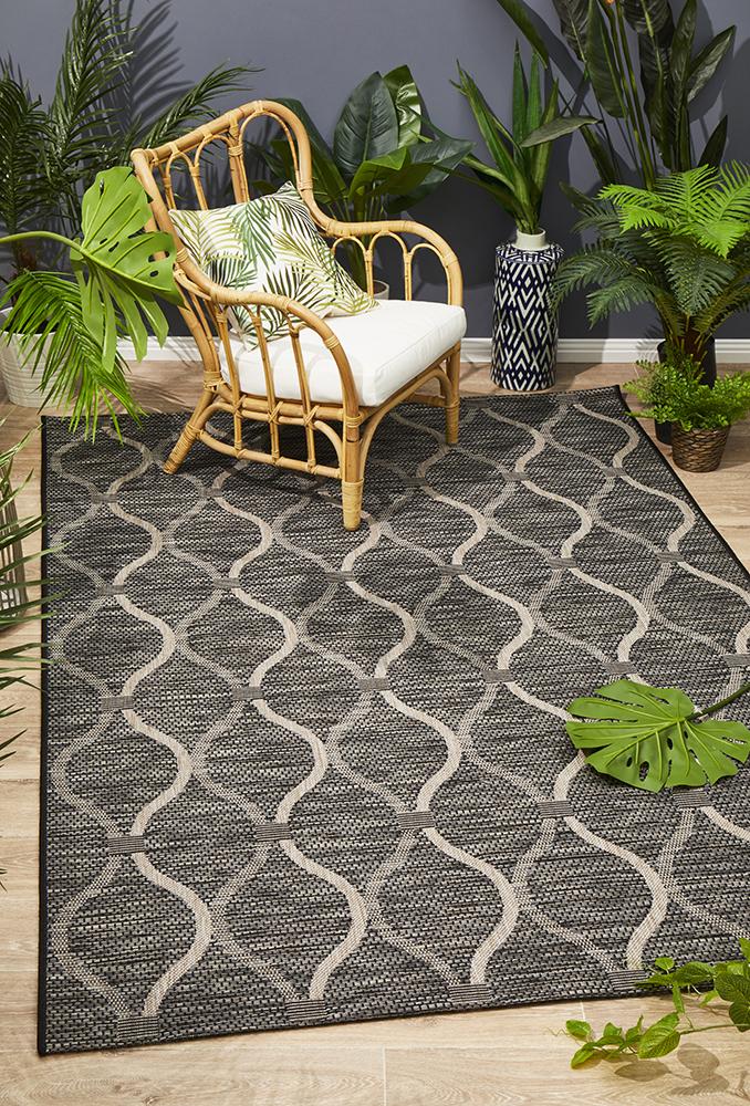 Promenade Outdoor Denise Trellis Black Rug