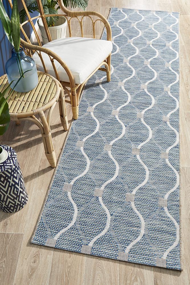 Promenade Outdoor Denise Trellis Blue Rug