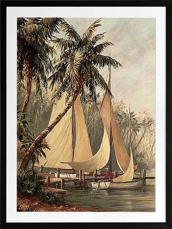 Palm Sailboats Framed Art Print