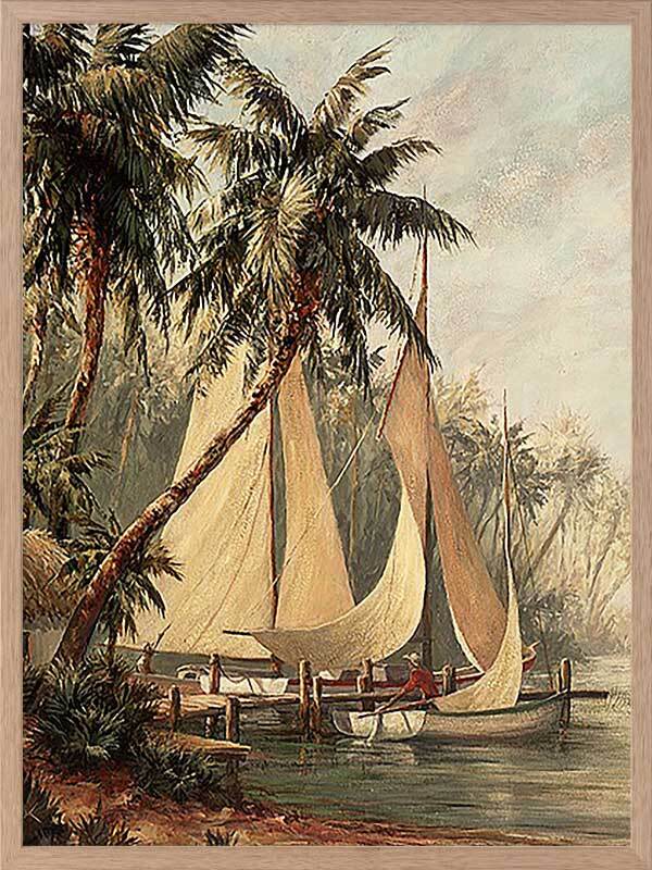 Palm Sailboats Framed Art Print