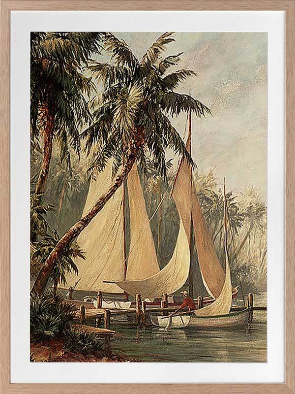 Palm Sailboats Framed Art Print