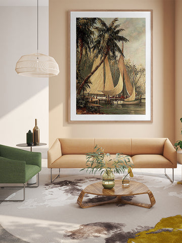Palm Sailboats Framed Art Print