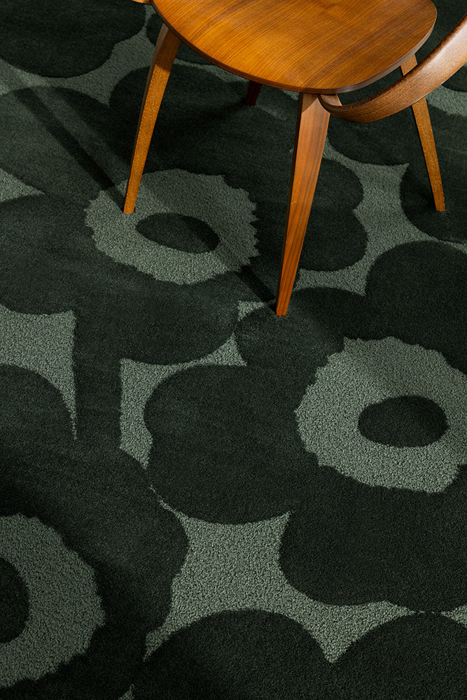 Marimekko Bloom Olive Green Wool Rug
