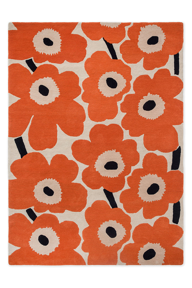 Marimekko Unikko Cinnabar Orange Wool Rug