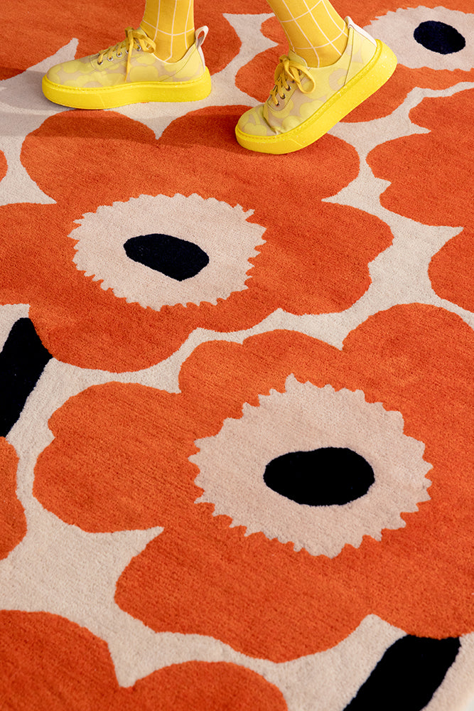 Marimekko Unikko Cinnabar Orange Wool Rug