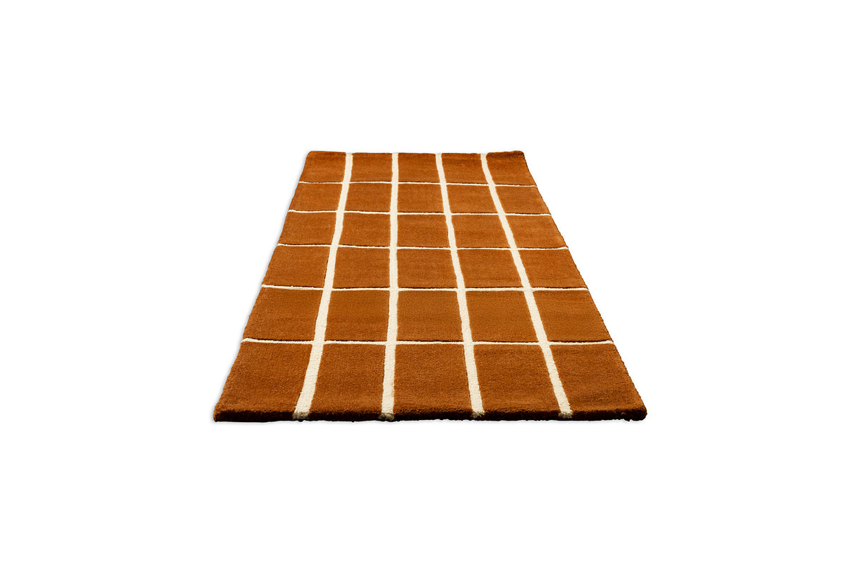 Marimekko Tiiliskivi Brown Grid Wool Rug