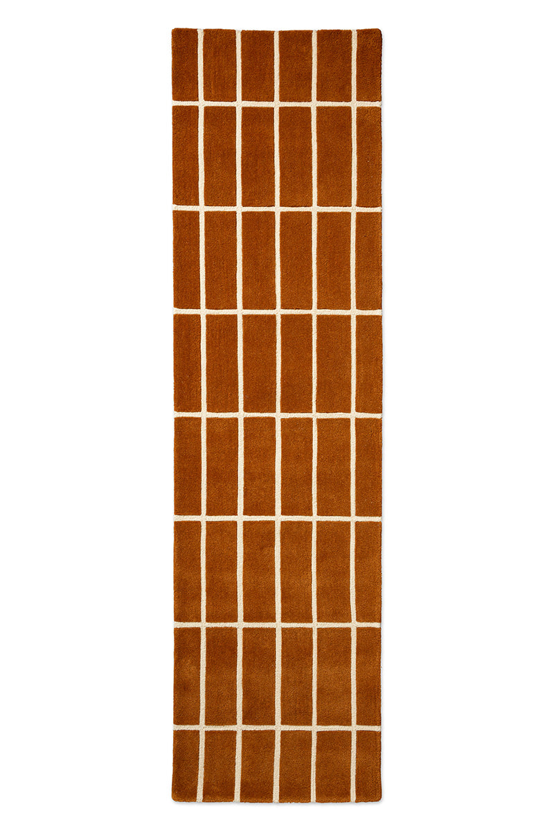 Marimekko Tiiliskivi Brown Grid Wool Rug