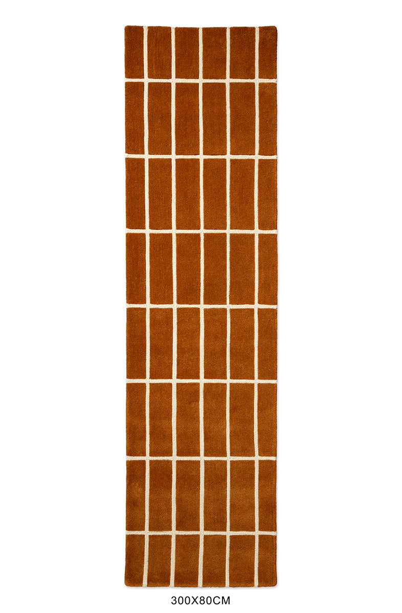 Marimekko Tiiliskivi Brown Grid Wool Rug