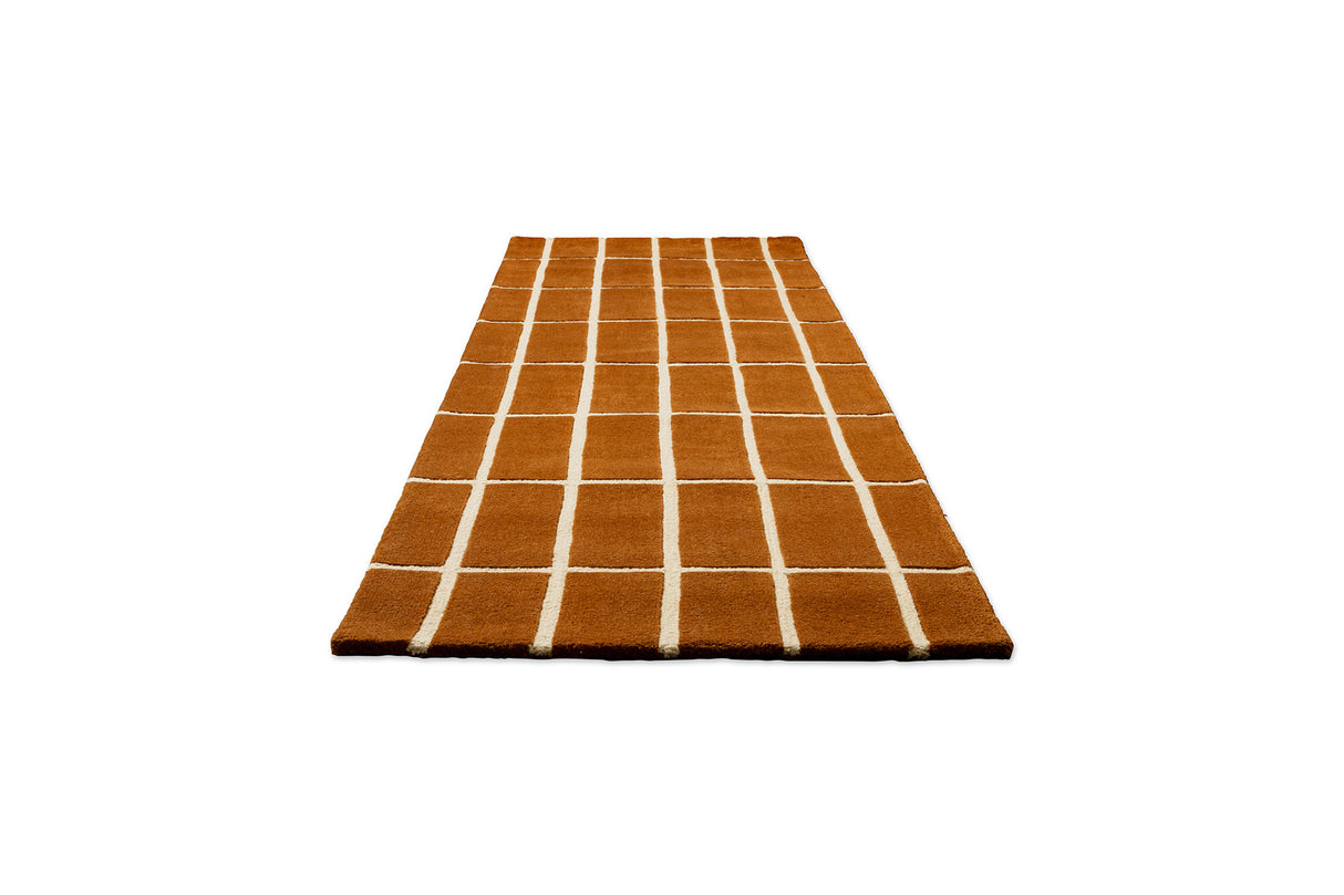 Marimekko Tiiliskivi Brown Grid Wool Rug
