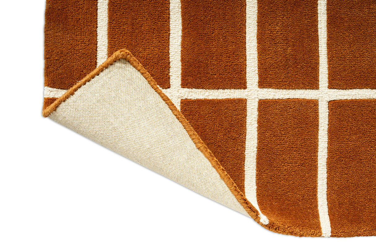Marimekko Tiiliskivi Brown Grid Wool Rug