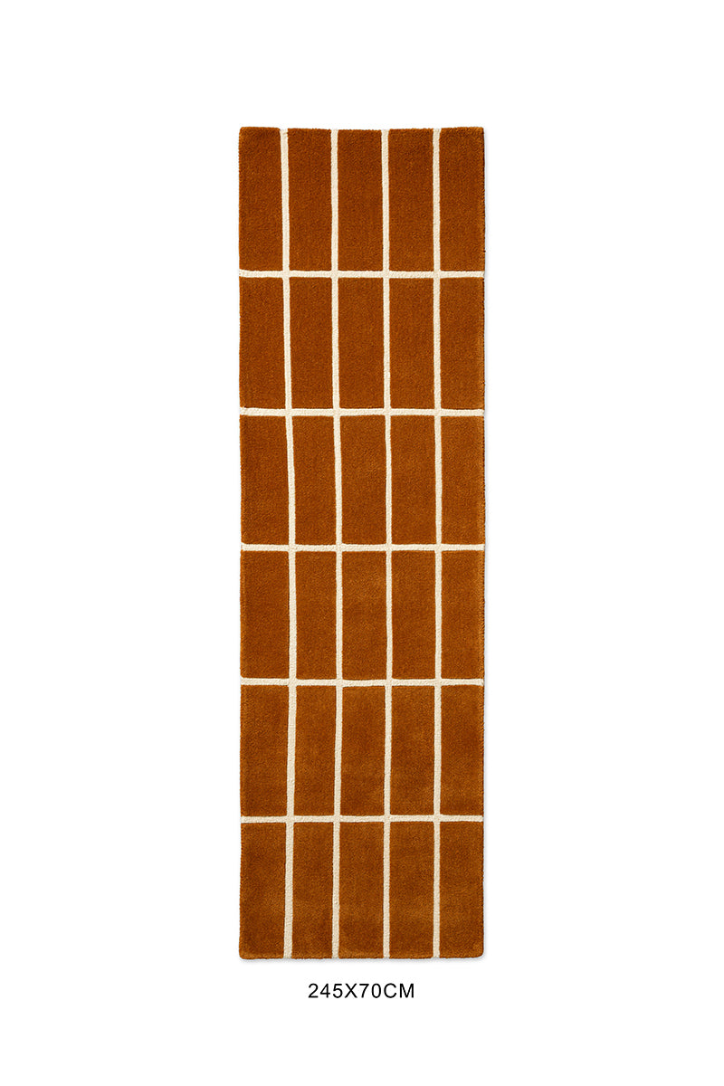 Marimekko Tiiliskivi Brown Grid Wool Rug