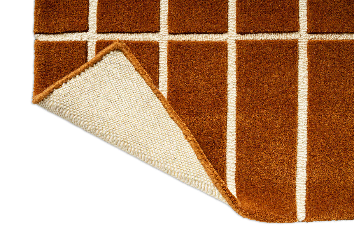 Marimekko Tiiliskivi Brown Grid Wool Rug