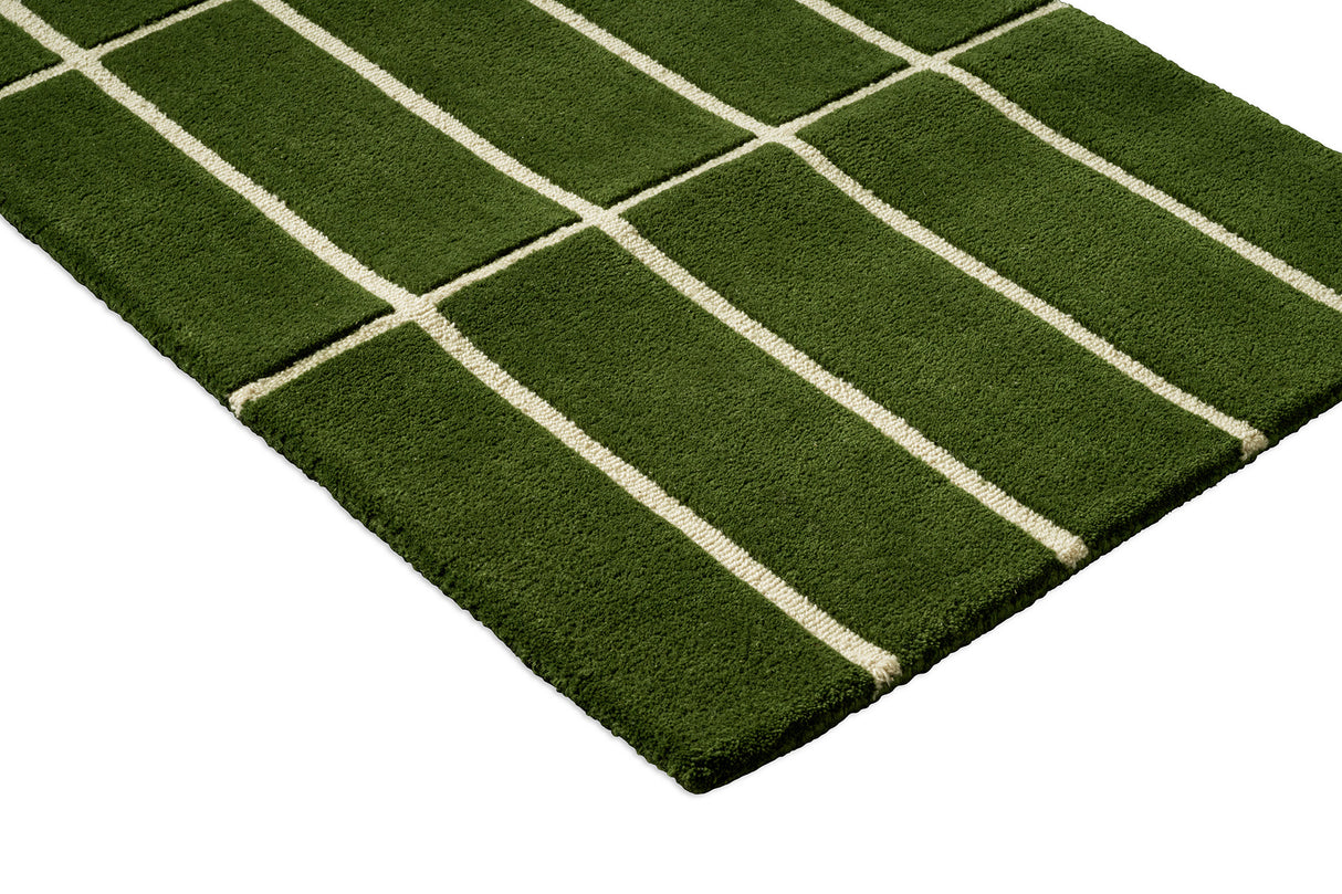 Marimekko Tiiliskivi Forest Green Grid Wool Rug