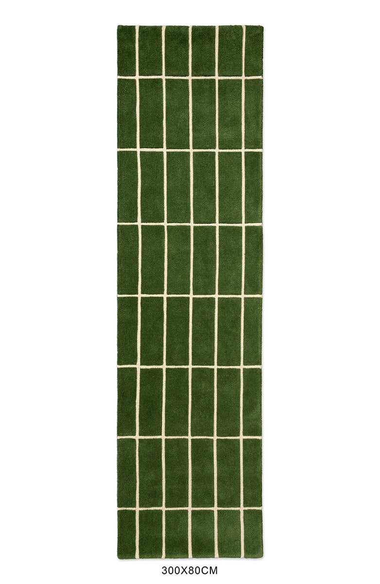 Marimekko Tiiliskivi Forest Green Grid Wool Rug