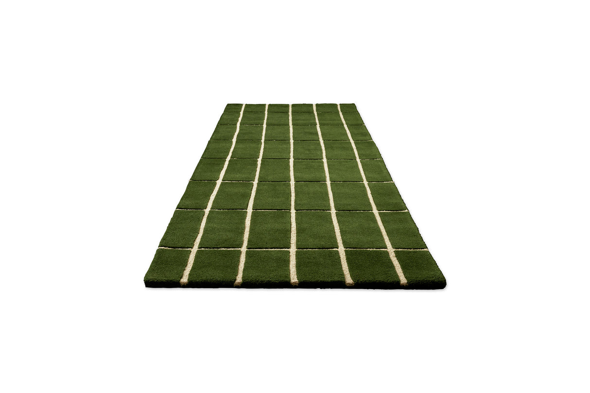 Marimekko Tiiliskivi Forest Green Grid Wool Rug