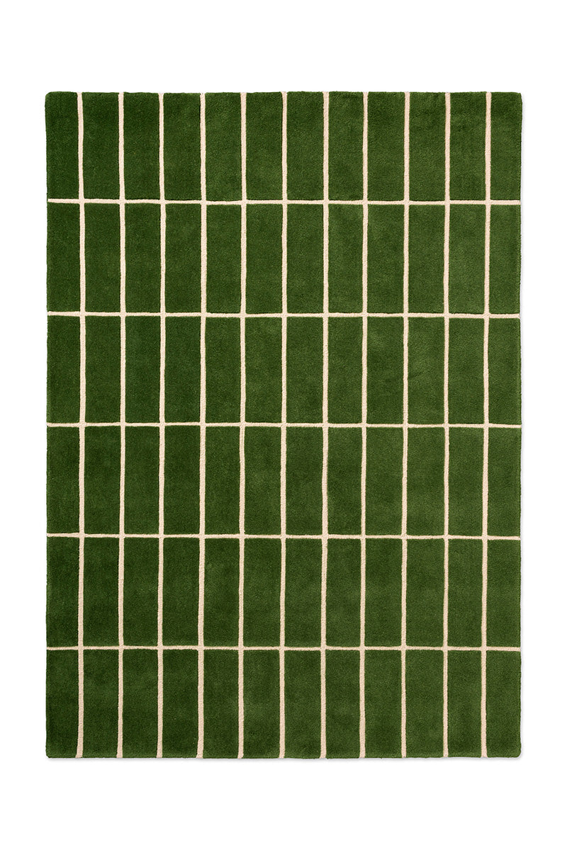 Marimekko Tiiliskivi Forest Green Grid Wool Rug
