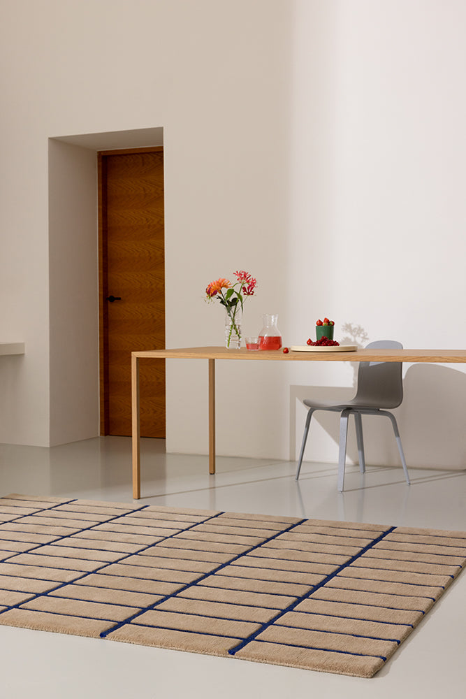Marimekko Cobalt Blue Grid Wool Rug
