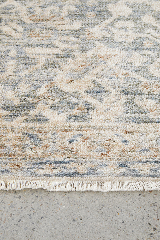 Alba Blue Fringed Rug