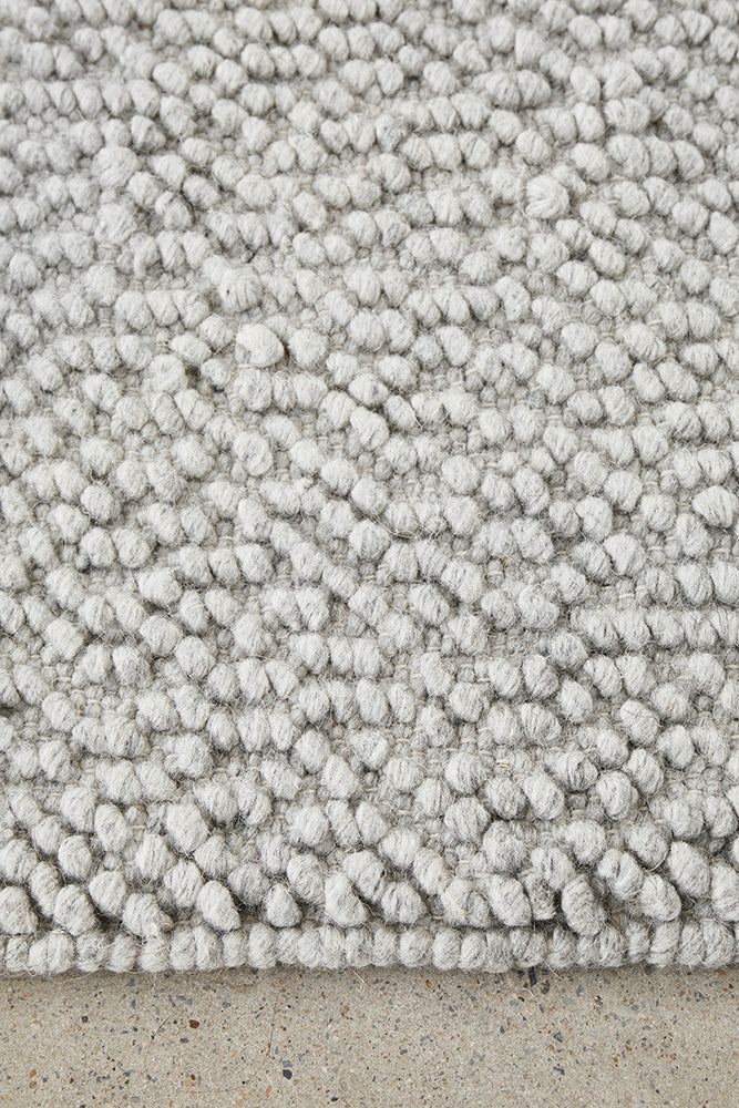 Loop Grey Wool Blend Boucle Rug