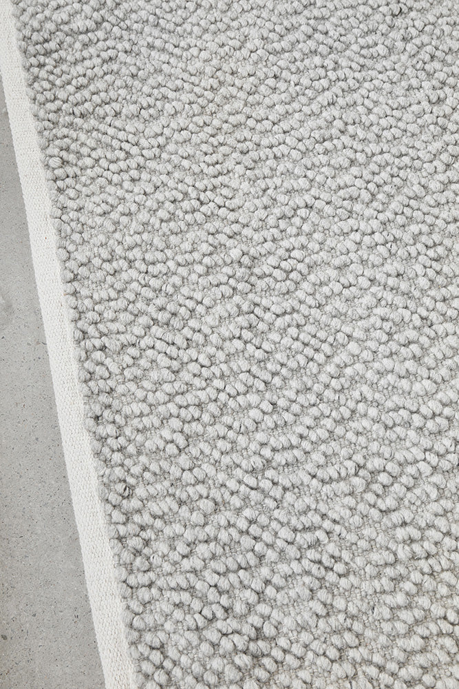 Loop Grey Wool Blend Boucle Rug