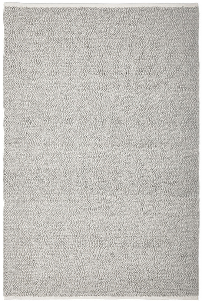 Loop Grey Wool Blend Boucle Rug