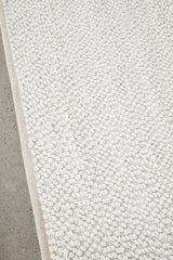 Loop White Polyester & Cotton Boucle Rug