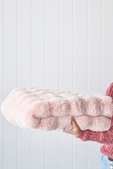 Faux Fur Ribbed Blush Washable Rug