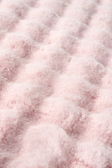 Faux Fur Ribbed Blush Washable Rug