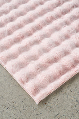 Faux Fur Ribbed Blush Washable Rug