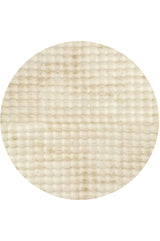 Faux Fur Ribbed Round Natural Washable Rug