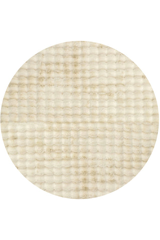 Faux Fur Ribbed Round Natural Washable Rug