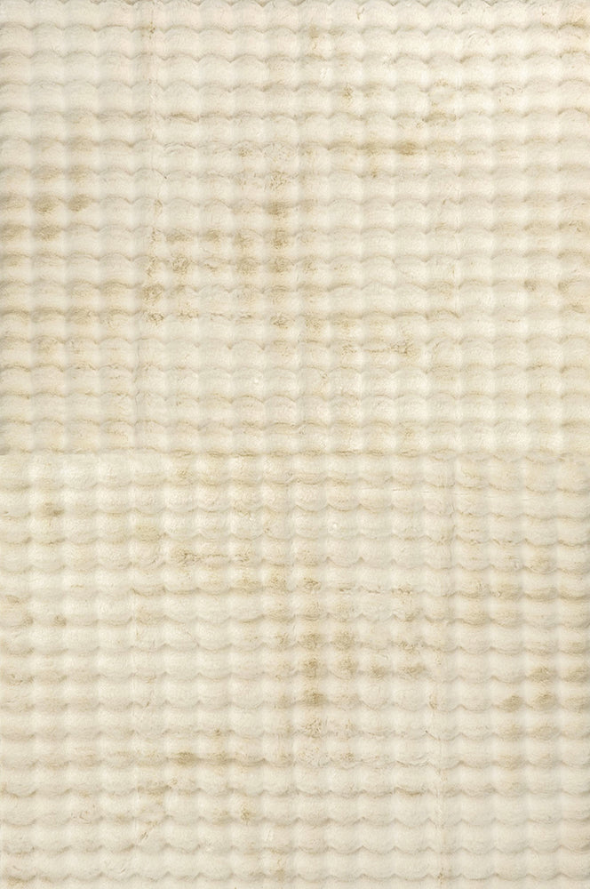 Faux Fur Ribbed Natural Washable Rug