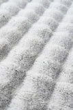 Faux Fur Ribbed Round Silver Washable Rug