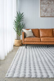 Faux Fur Ribbed Silver Washable Rug