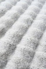 Faux Fur Ribbed Silver Washable Rug