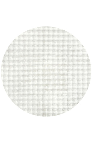 Faux Fur Ribbed Round White Washable Rug