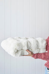 Faux Fur Ribbed Round White Washable Rug