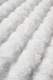 Faux Fur Ribbed Round White Washable Rug