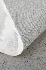 Faux Fur Ribbed Round White Washable Rug