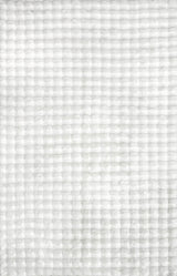 Faux Fur Ribbed White Washable Rug