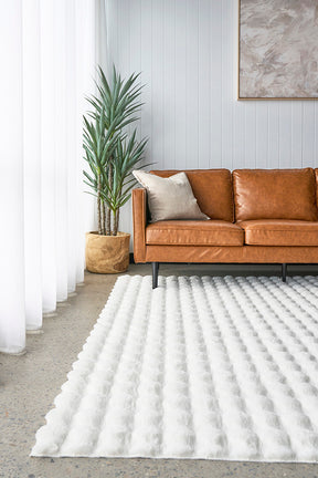 Faux Fur Ribbed White Washable Rug - Lost Design Society