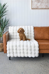 Faux Fur Ribbed White Washable Rug