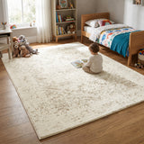Beige Medallion Memory Foam Rug