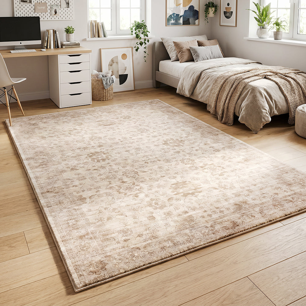 Natural Floral Memory Foam Rug