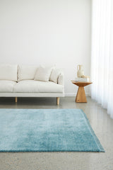Hand-Loomed Sky Blue Tassel Wool Rug