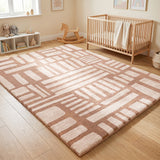 Brown Abstract Block Memory Foam Rug