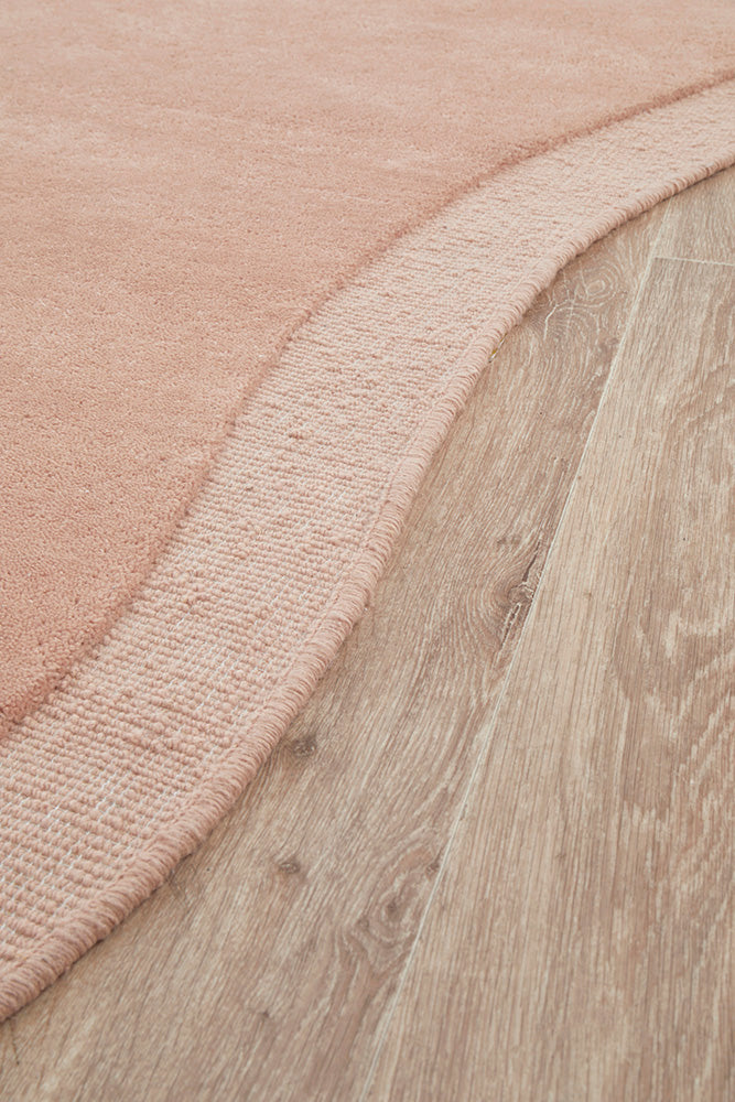 Dusty Pink Curved Woollen Rug