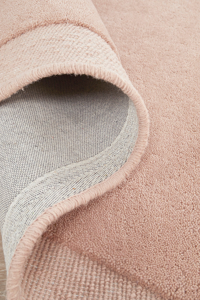 Dusty Pink Curved Woollen Rug